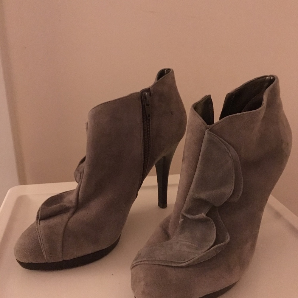 Grey suede ankle boots